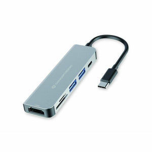 USB Hub Conceptronic 6 in 1 Grey Aluminium