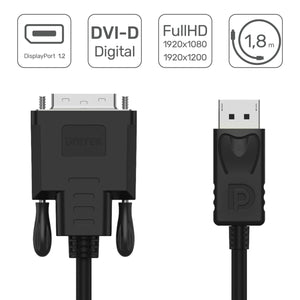 Cable DisplayPort a DVI Unitek Y-5118BA Negro 1,8 m