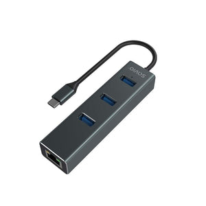 Hub USB-C 4 Puertos Savio AK-57 Ethernet (RJ-45) Gris