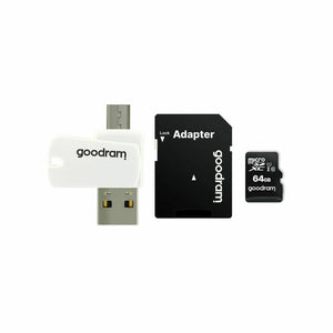Tarjeta de Memoria Micro SD con Adaptador GoodRam M1A4 All in One Blanco Negro 64 GB