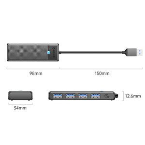 USB Hub Orico PAPW4A-U3-015-BK-EP