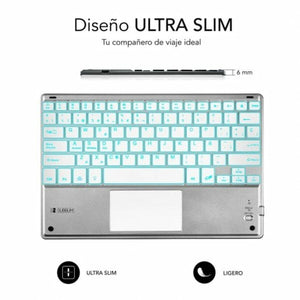 Bluetooth Keyboard with Support for Tablet Subblim SUB-KBT-SMBT50 Silver Spanish Qwerty QWERTY
